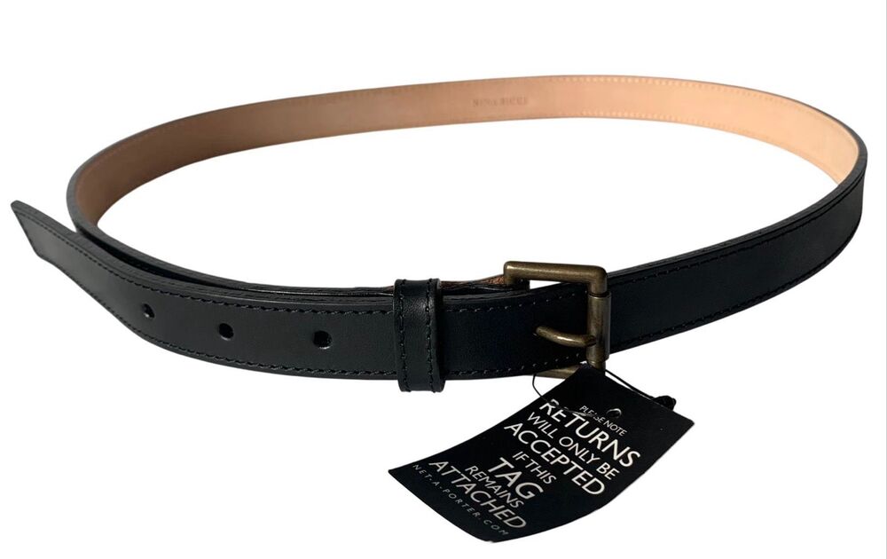 NEW NWT Nina Ricci PARIS Black LEATHER Skinny Basic Belt
